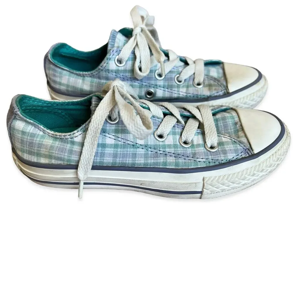 Converse Plaid Sneakers Purple Teal Youth 12